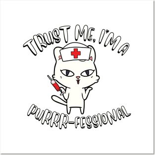 Cute cat is a nurse Posters and Art